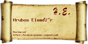 Hrubos Elemér névjegykártya
